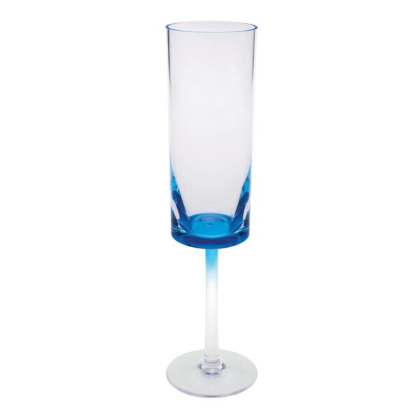 Halo - Oval Acrylic Champagne Flutes (Set of 4), Unbreakable Mimosa Glasses - Blue