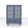 Vintage Buffet Cabinet With Double Glass Doors And Drawer, Storage Sideboard - Blue - Image 15