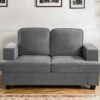 Modern Loveseat, Comfortable 2 Seater Couch With Deep Seating And High Density Foam, Loose Back Cushions, Wide Arms - Gray - Image 7