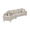 Upholstered 3 Seater Curved Sofa With Printed Pillows Chenille - Beige - Image 12