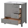 30" Bathroom Vanity With Soft Close Storage - Gray - Image 14