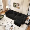 3 In 1 Pull Out Sofa Bed, King Size Sofa Bed, 3 Seater Sofa With Movable Ottoman, Tufted Design, Suitable For Living Rooms - Black - Image 4