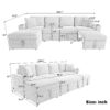 Chenille Sectional Sofa Convertible Pull Out Bed With Storage Ottoman & USB Ports - Beige - Image 2