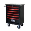 6 Drawer Multifunctional Tool Cart With Wheels, Metal Rolling Tool Cart Storage For Garage Workshop Warehouse Repair Shop With Stainless Steel Roof - Black / Red - Image 12
