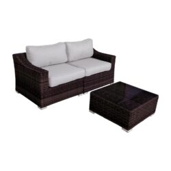 Wicker 2 Person Conversation Set, Durable Outdoor Seating With Cushions Mix - Brown Mix