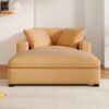 Oversized Chaise, Lounge Chair Classic Design, Soft Fabric, Durable Frame With Solid Wood Legs - Yellow - Image 4