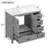 Bathroom Vanity With Sink Combo, Abundant Storage Cabinet With 2 Soft Close Doors And 5 Drawers - Gray - Image 3