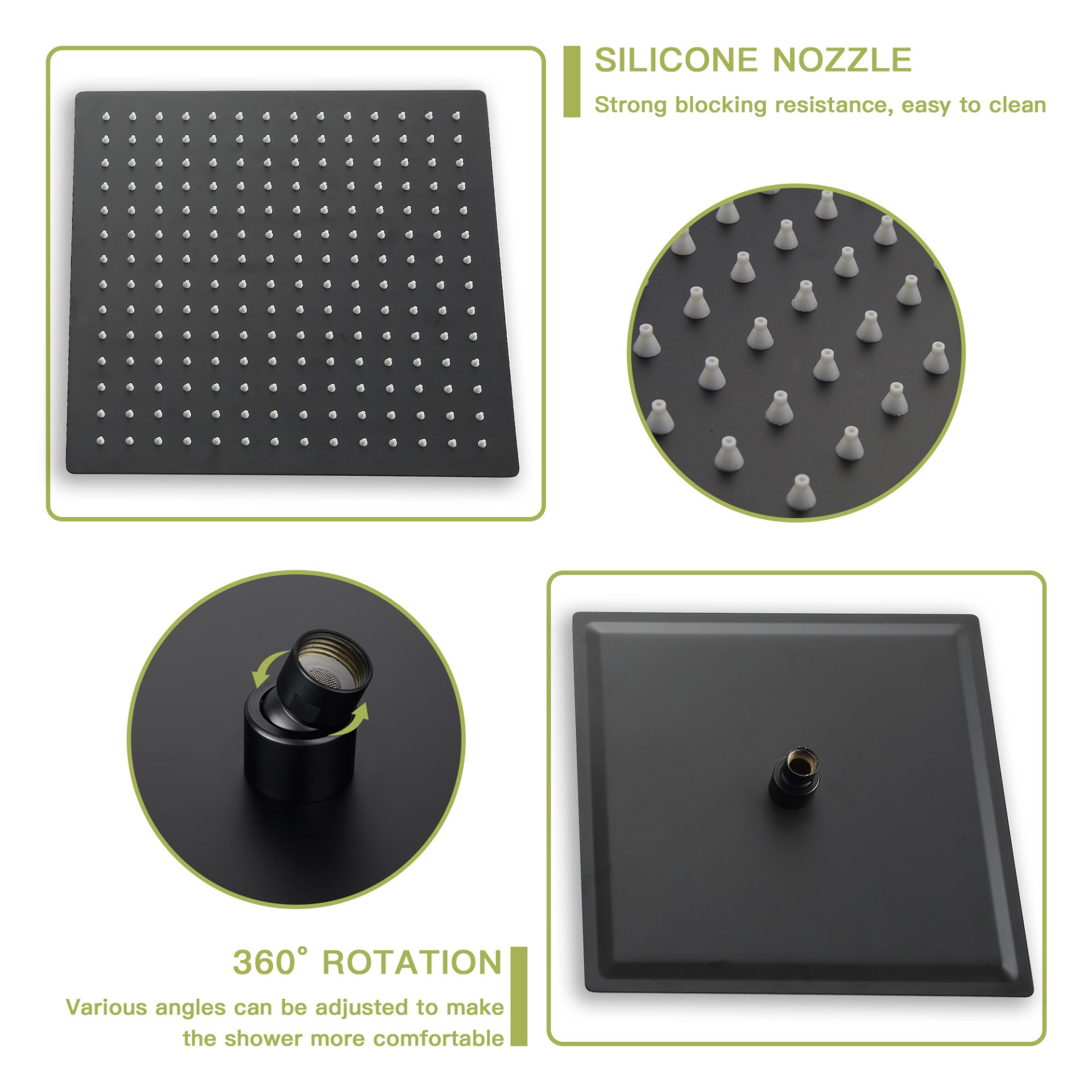 10" Square Dual Shower Head System Wall Mounted With Rough In Valve Modern Bathroom Fixture - Matte Black - Image 8