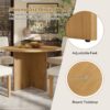 Topmax - 5 Piece Modern Round Dining Table Set Pedestal Kitchen Table Set With 4 Upholstered Dining Chairs For Studio, Apartment, Small Places - Natural - Image 4