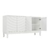 Elegant Sideboard With Sophisticated Wavy Pattern Doors And Arched Groove Design In A Stylish 4 Door Layout, Adjustable For Study, Entryway And Living Room - White - Image 7