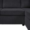Oversized Sectional Sofa U Shaped Sofa With Chaise Lounge And 3 Soft Throw Pillows Corduroy Fabric - Black - Image 12