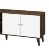 Amidon - TV Stand For TV's Up To 63", With 2 Storage Shelves & 1 Cabinet, Modern Entertainment Centre For TV In Living Room - White / Walnut - Image 3
