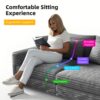 Plush Corduroy 4 Seat Sofa, Modern Comfy Upholstered Sofa Cloud Couch, Deep Seat Couches With Soft Pillows And 2 Ottomans, Convertible Sofa Lounge Chair, For Living Room, Apartment, Office - Gray - Image 20