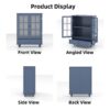 Vintage Buffet Cabinet With Double Glass Doors And Drawer, Storage Sideboard - Blue - Image 13