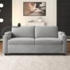 Corduroy Sleeper Sofa Loveseat Sofa With Full Size Mattress, 2 USB Ports, 2 Cup Holders, 2 Side Pockets And A Phone Holder For Living Room - Gray - Image 9