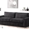 Luxe - Corduroy Sofa With Sleek Design, Spacious And Comfortable 3 Seater Couch - Black - Image 11
