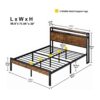 King Size Metal Platform Bed Frame With Wooden Headboard And Footboard With USB Liner, No Box Spring Needed, Large Under Bed Storage - Brown - Image 14