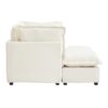 Modern Armchair Sofa Cozy Upholstered Sofa Chair With Movable Ottoman, Wide Seat, Curved Armrests And Soft Pillows Chenille - Beige - Image 15