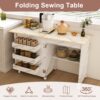 4 In 1 Folding Sewing Table With Lockable Wheels, Multi Functional Craft Station - White - Image 16