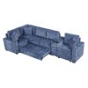 L Shaped Convertible Sofa Bed With Pull Out Bed, Cup Holders, And Storage Space - Blue - Image 18