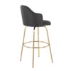 Ahoy - Contemporary Fixed Height Bar Stool Round Gold Footrest (Set of 2) - Charcoal / Gold - Image 4