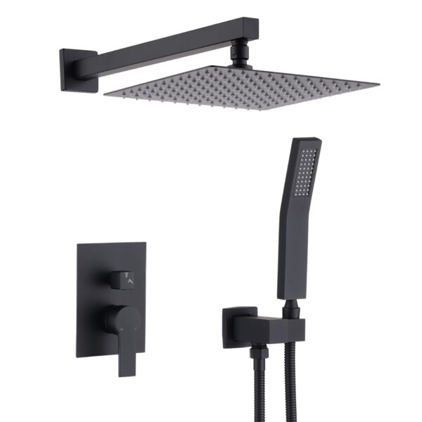 Luxury Bathroom Ceiling Mount 12" Rain Mixer Shower System With Brushed Nickel - Matte Black