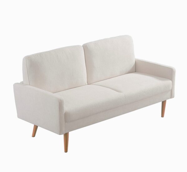 Loveseat Sofa, European Style With Sleek Design, Modern & Vintage Flair, Upholstered 2 Seater Couch - Ivory
