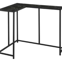 Corner Accent Console Table For Entryway, Marble Look Contemporary & Modern - Black