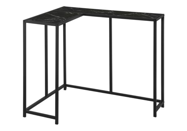 Corner Accent Console Table For Entryway, Marble Look Contemporary & Modern - Black
