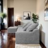 Modern L Shaped Sectional Sofa, Modular Velvet Couch With Adjustable Configurations - Gray - Image 7