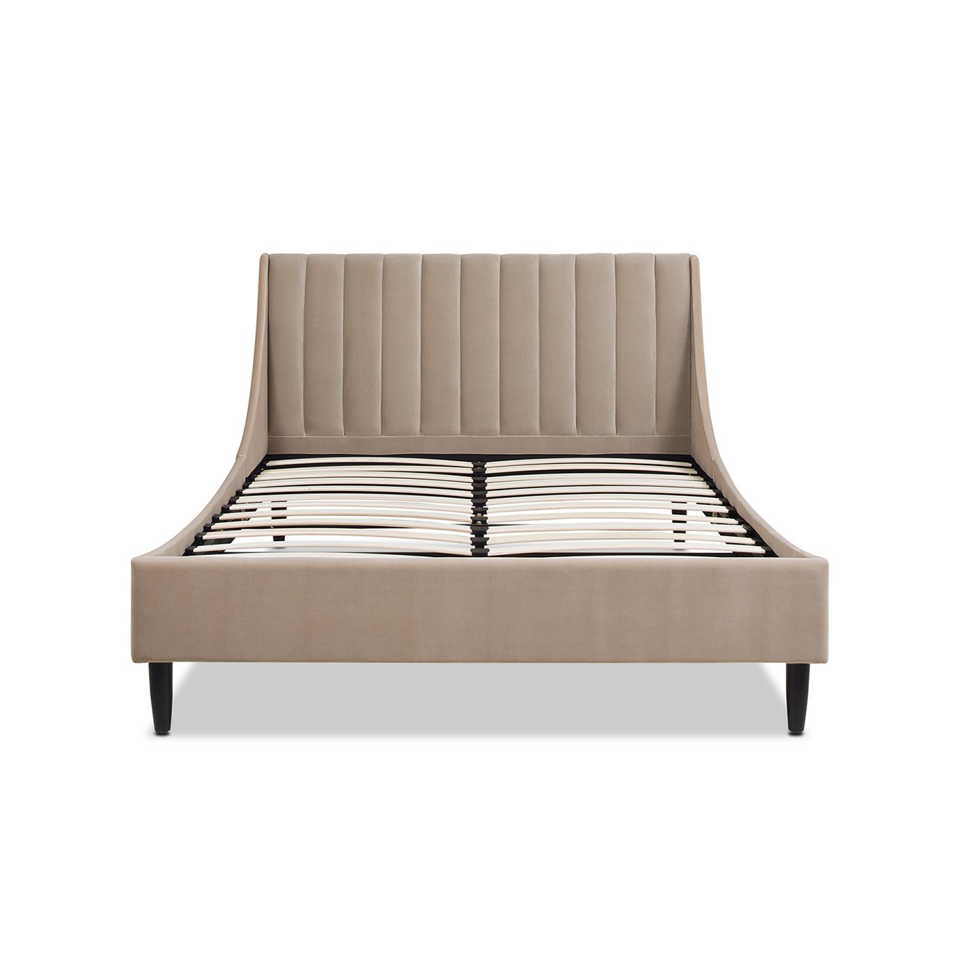 Aspen - Queen Vertical Tufted Modern Headboard Platform Bed Set - Mink Beige - Image 13