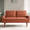 Loveseat Sofa, European Style With Sleek Design, Modern & Vintage Flair, Upholstered 2 Seater Couch - Pumpkin Orange - Image 6