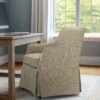 London - Upholstered Skirted Dining Arm Chair With Hidden Casters - Beige - Image 8