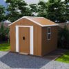 Heavy Duty Storage Shed With Windows, Lockable Door & Ventilation, Weatherproof Outdoor Garden Shed For Backyard - Brown - Image 2