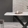 63" Modern Artificial Stone Dining Table, 6 People - White / Black - Image 5