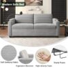 Corduroy Sleeper Sofa Loveseat Sofa With Full Size Mattress, 2 USB Ports, 2 Cup Holders, 2 Side Pockets And A Phone Holder For Living Room - Gray - Image 7