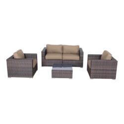 4 Piece Outdoor Sofa Seating Group With Cushions Wicker - Brown