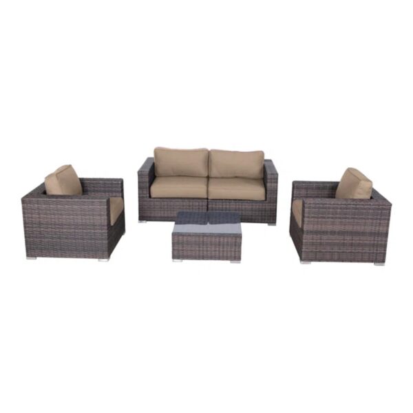 4 Piece Outdoor Sofa Seating Group With Cushions Wicker - Brown