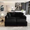 4 Seat Sofa, Deep Seat Couches With Soft Pillows And 2 Ottomans, Convertible Sofa Lounge Chair, For Living Room - Black - Image 12