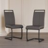 Modern Dining Chairs With High Back Upholstery, C Shaped Tube Design Metal Legs (Set of 2) - Gray - Image 2