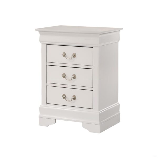Louis Phillipe - 3 Drawer Nightstand - White