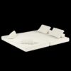 Multifunctional Convertible Sofa Bed With 2 Tumbler Backrests And 2 Pillows, Diy Modern Upholstered Couch - Beige - Image 25