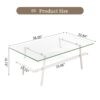Rectangle Coffee Table, Tempered Glass Tabletop With Metal Legs, Modern Table For Living Room - Transparent / White - Image 3