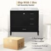 36" Bathroom Vanity With Solid Pine Frame, Soft Close Door And Drawers, Storage Cabinet - Black - Image 7