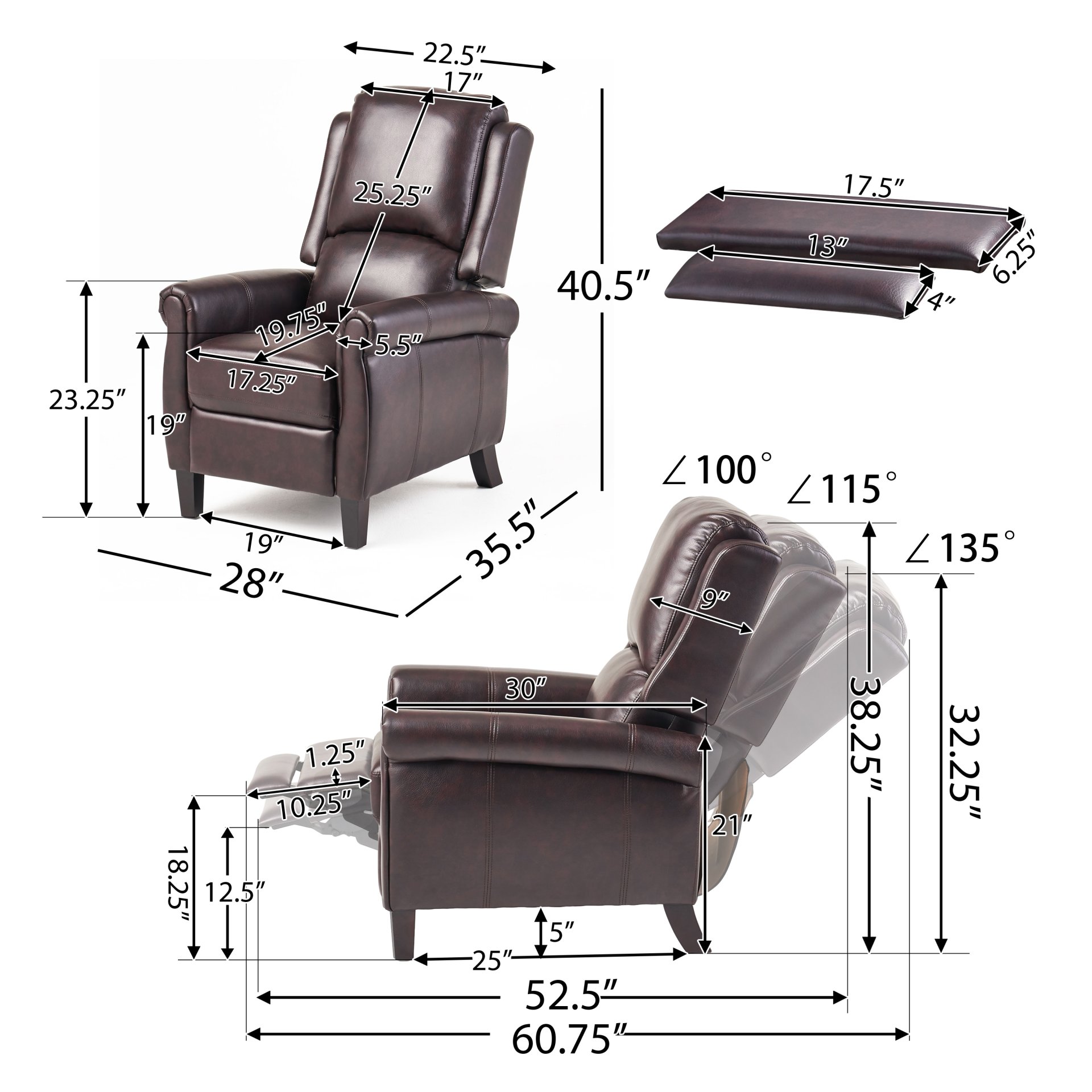 Memphis - Standard Recliner Club Chair - Burgundy - Image 3