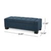 Empower - Button Tufted Waffle Upholstered Storage Ottoman With Wood Legs - Navy Blue - Image 3