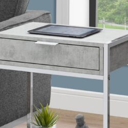 Accent Side Table, Storage Drawer, Contemporary And Modern - Gray