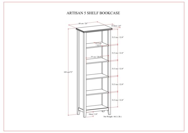 Artisan - 5 Shelf Bookcase - White