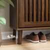 Medieval - Modern Shoe Cabinet With 2 Flip Drawers And Fence Design - Walnut - Image 7