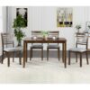 5 Pieces Modern Dining Set, Rectangular Wooden Dining Table With 4 Upholstered Chairs For Kitchen, Dining Room - Walnut - Image 4